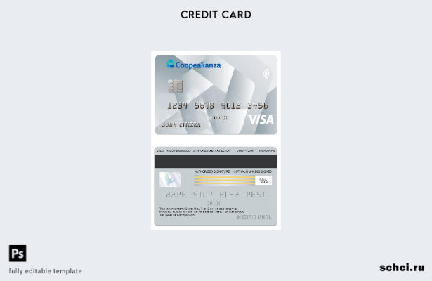 цифровая загрузка шаблона платиновой карты Visa Coopealianza Коста Рики